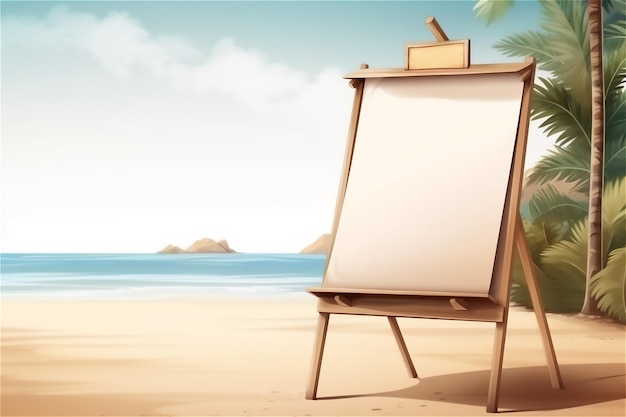 Blank advertising board on the beach in hightraffic location travel promotion