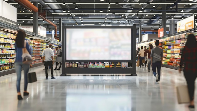 Blank Advertising Screen in a Grocery Store