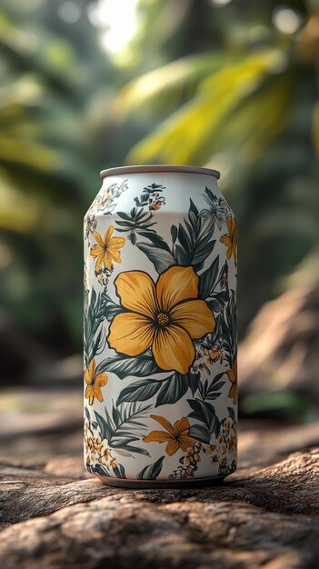 Photo blank aluminium can mockup