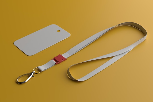 Blank badge mockup. simple empty name tag mocks up to hang around the neck with a string.3D.lanyard