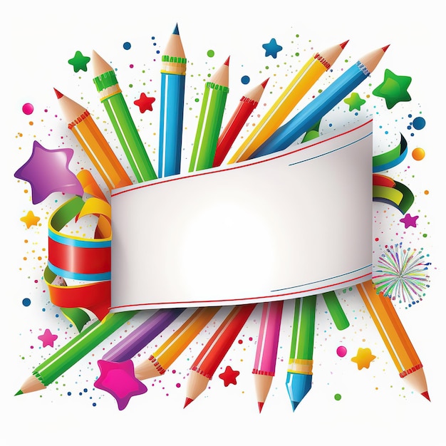 blank banner for kids with excellent design school supplies