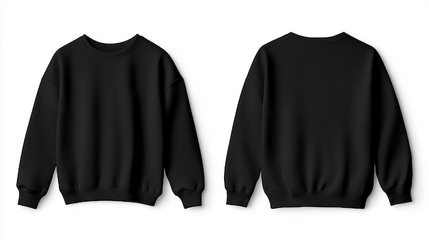 a blank Bella canva unisex oversized sweatshirt black mockup front and back on a white backgroun