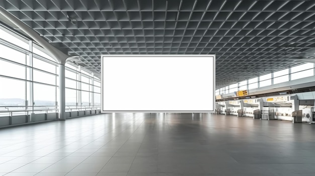 Blank billboard in airport terminal