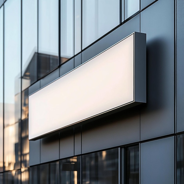 Photo blank billboard attached to brick building with windows