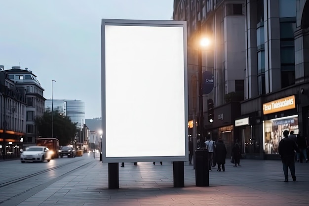 A blank billboard on a city street with a sign that says'blank '