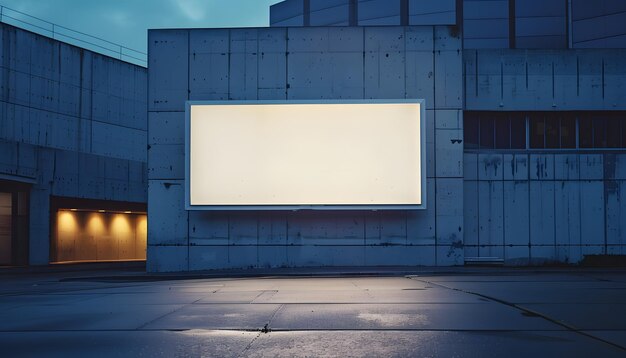 a blank billboard in front of a building that says blank