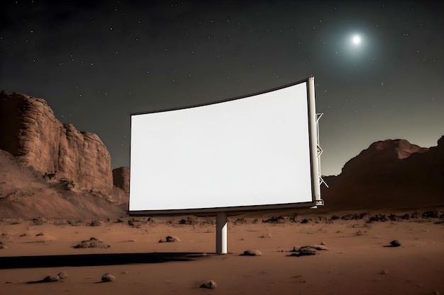 Blank billboard mockup for advertisement in Mars