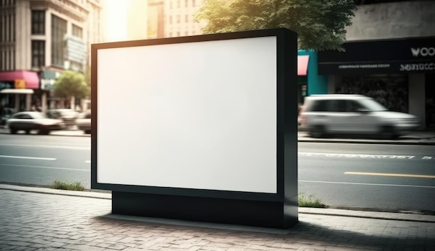 Blank billboard mockup for advertising in the city sunset view