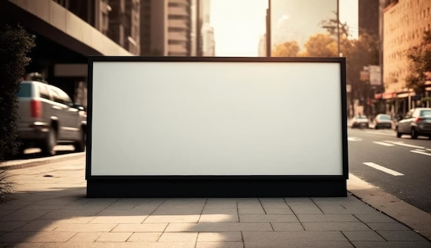 Blank billboard mockup for advertising in the city sunset view