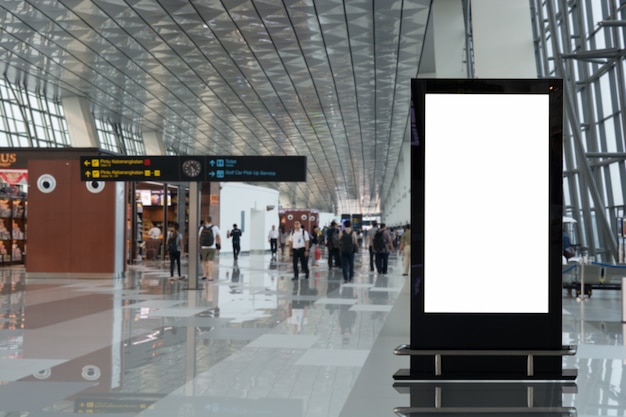 blank billboard mockup in the airport