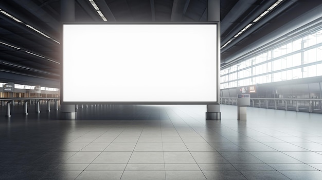 Photo blank billboard mockup in a modern airport terminal