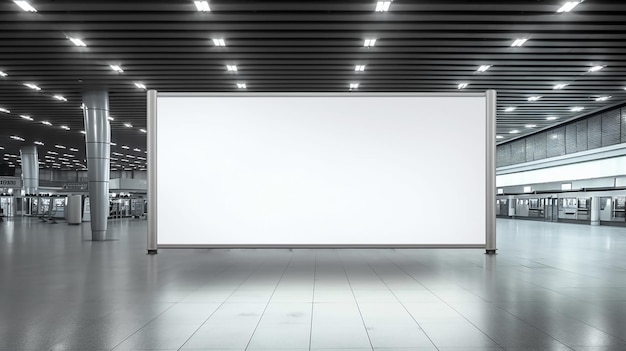 Photo blank billboard mockup in a modern airport terminal