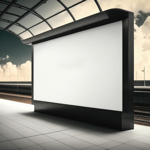 Blank billboard mockup in skyway station Illustration Generative AI