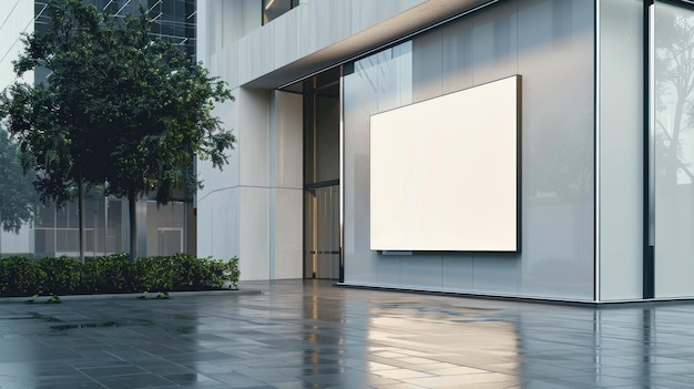 Blank Billboard on Modern Building Facade