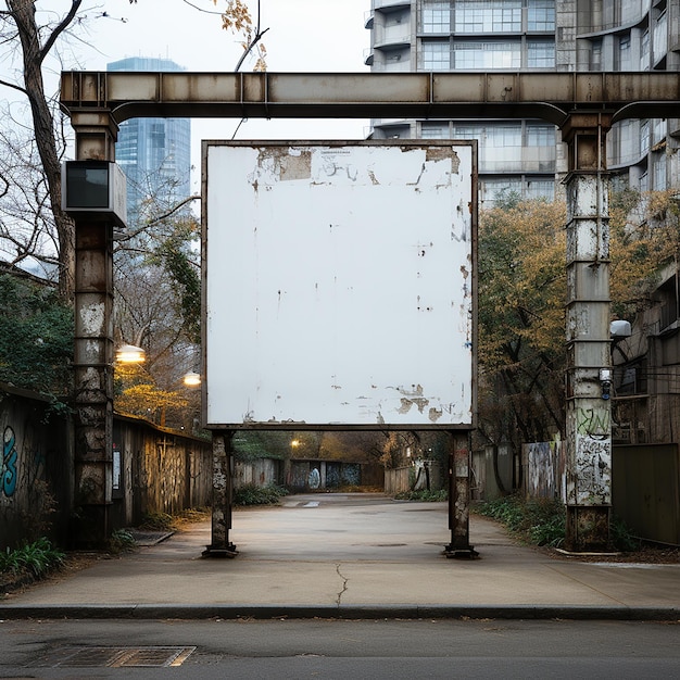 Photo blank billboard panel in the street