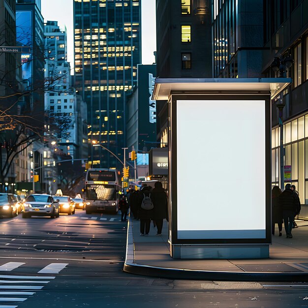 Blank billboard on the road with blue sky background for advertisement