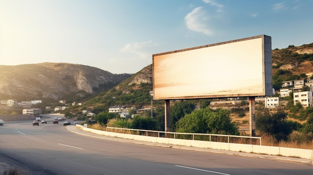 A blank billboard on the side of a road