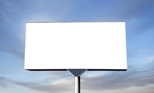 Blank billboard on sky background ready for new advertisement. Billboard with space for your advertisement against blue sky