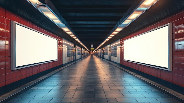 Blank Billboard in Subway Station