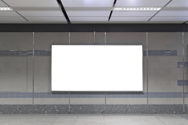 Blank billboard in subway. Useful for your advertising.