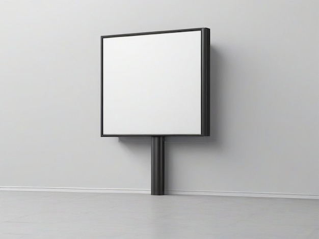 A blank billboard on a wall in an empty room