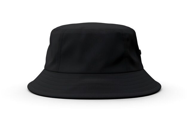 blank black bucket hat mockup on white background