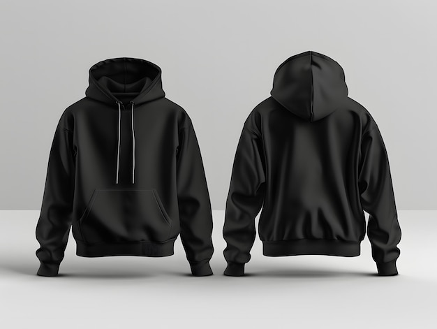 Photo blank black hoodie mockup