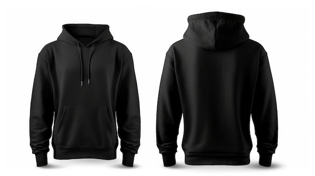 Blank black male hoodie sweatshirt long sleeve with clipping path Illustration AI GenerativexA