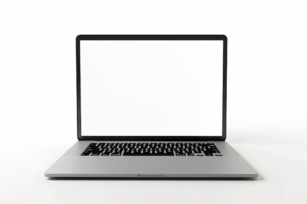 Blank Black Screen Laptop Isolated on White Background