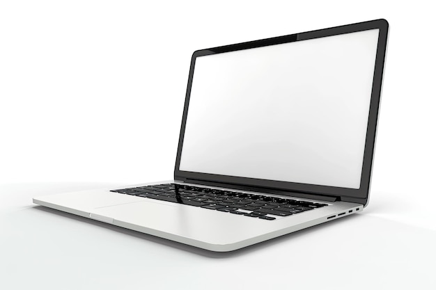 Blank Black Screen Laptop Isolated on White Background