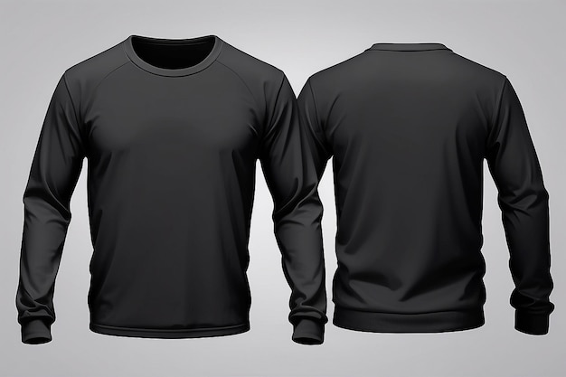 Blank black shirt mock up template front and back view isolated on white plain tshirt mockup