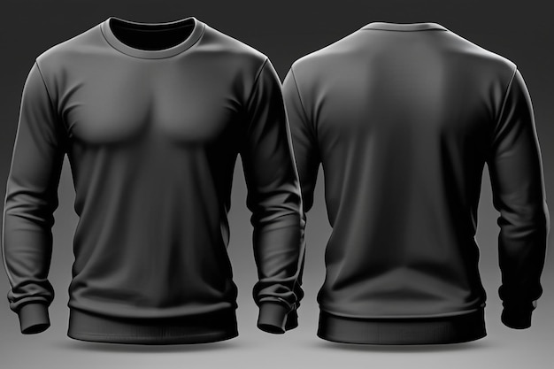 Blank black shirt mock up template front and back view isolated on white plain tshirt mockup