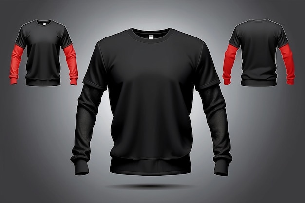 Blank black shirt mock up template front and back view isolated on white plain tshirt mockup