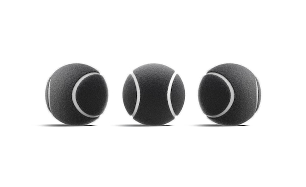 Blank black tennis ball mock up front and side view