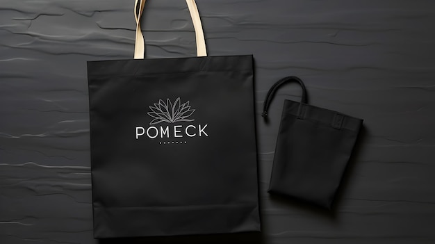 blank black tote mockup flay lay set photography UHD Wallpaper