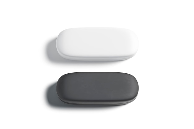 Blank black and white closed glasses case mockup set isolated