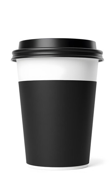 Photo blank black and white disposable paper cup with plastic lid mock up isolated 3d rendering empty