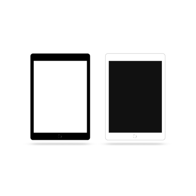 Blank black and white screen tablet isolated