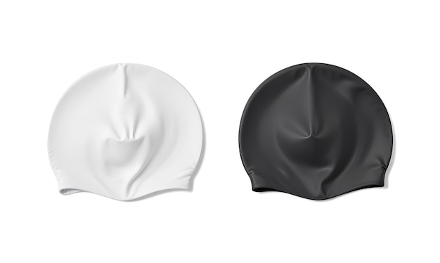 Blank black and white sport swim cap mockup top view