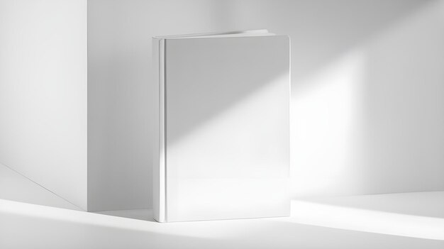 Photo blank book mockup with light and shadow on white background