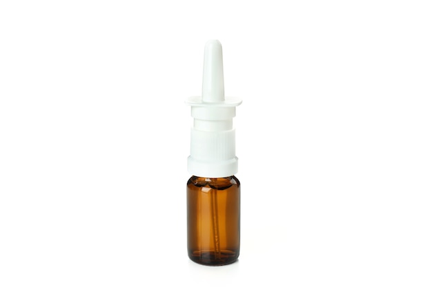 Blank bottle of nasal spray isolated on white background