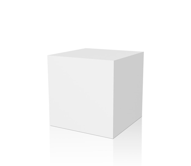 Blank box on white background with reflection 3d render