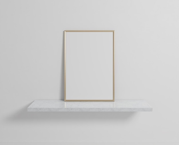 A blank bright wooden frame hangs on the white wall background, a3, a4, 3d rendering, 3d illustratio