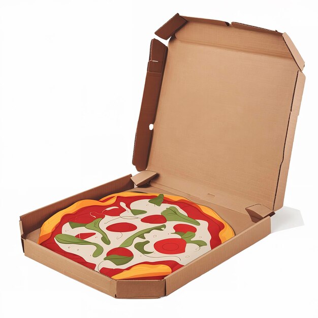 Photo blank brown open cardboard pizza paper box on white background