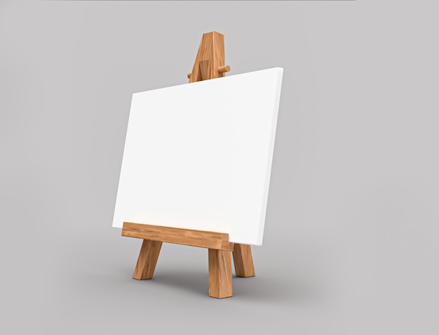 Blank calendar for presentation easel tripod for painting with empty canvas 3d illustration