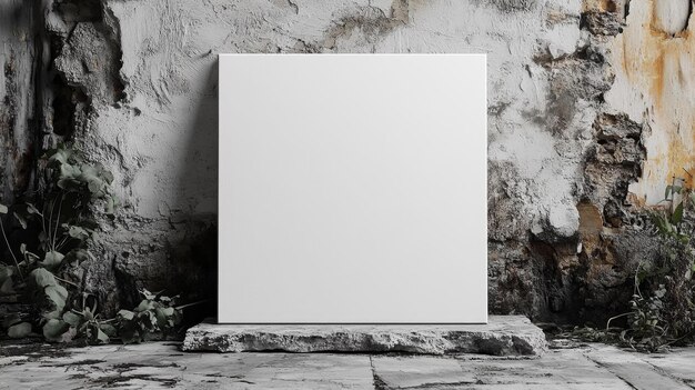 Photo blank canvas against weathered wall generative ai