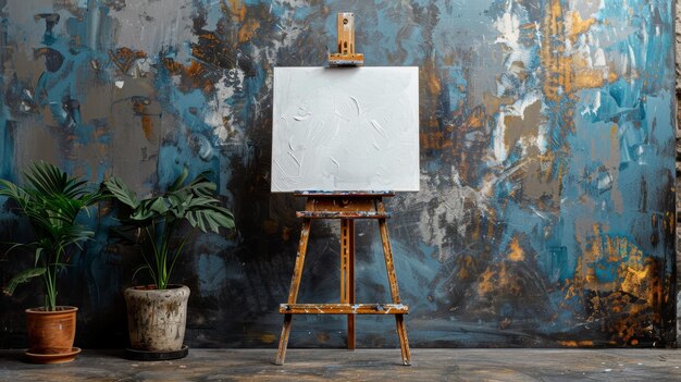 Photo blank canvas on artistic easel