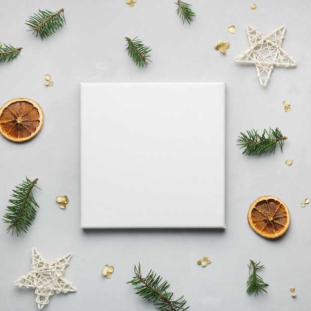 Blank canvas and Christmas decoration