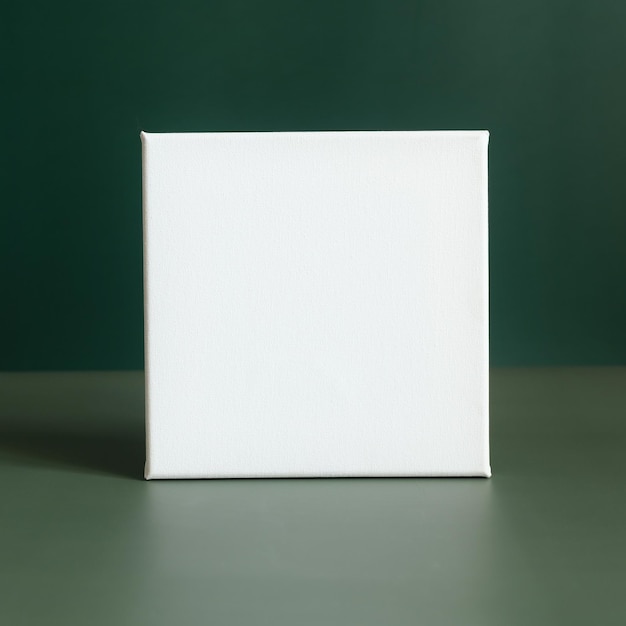 Blank canvas frame mockup on dark green background