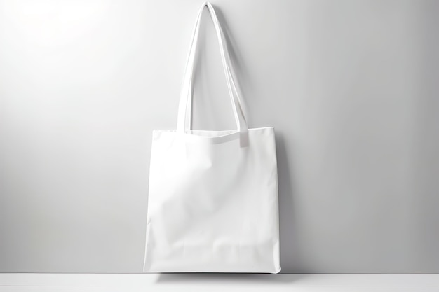 Blank canvas tote bag mockup in white eco friendly design with copy space Concepts for zero waste movement of shopping bags